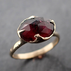 Fancy cut red Tourmaline Gold Ring Gemstone Solitaire recycled 14k yellow gold statement 3315