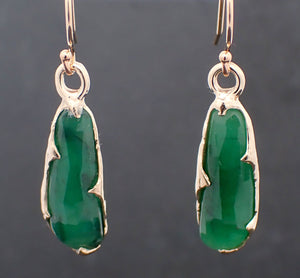 Emerald Fancy cut dangle earrings 14k 3322