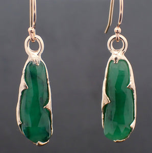 Emerald Fancy cut dangle earrings 14k 3322