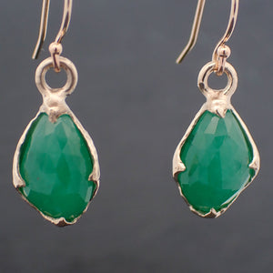 Emerald Fancy cut dangle earrings 14k 3324
