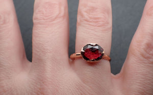 Fancy cut red Tourmaline Rose Gold Ring Gemstone Solitaire recycled 14k statement cocktail statement 3338