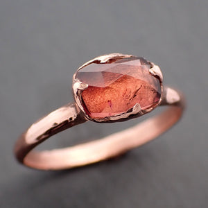 Fancy cut red Tourmaline Rose Gold Ring Gemstone Solitaire recycled 14k statement cocktail statement 3341