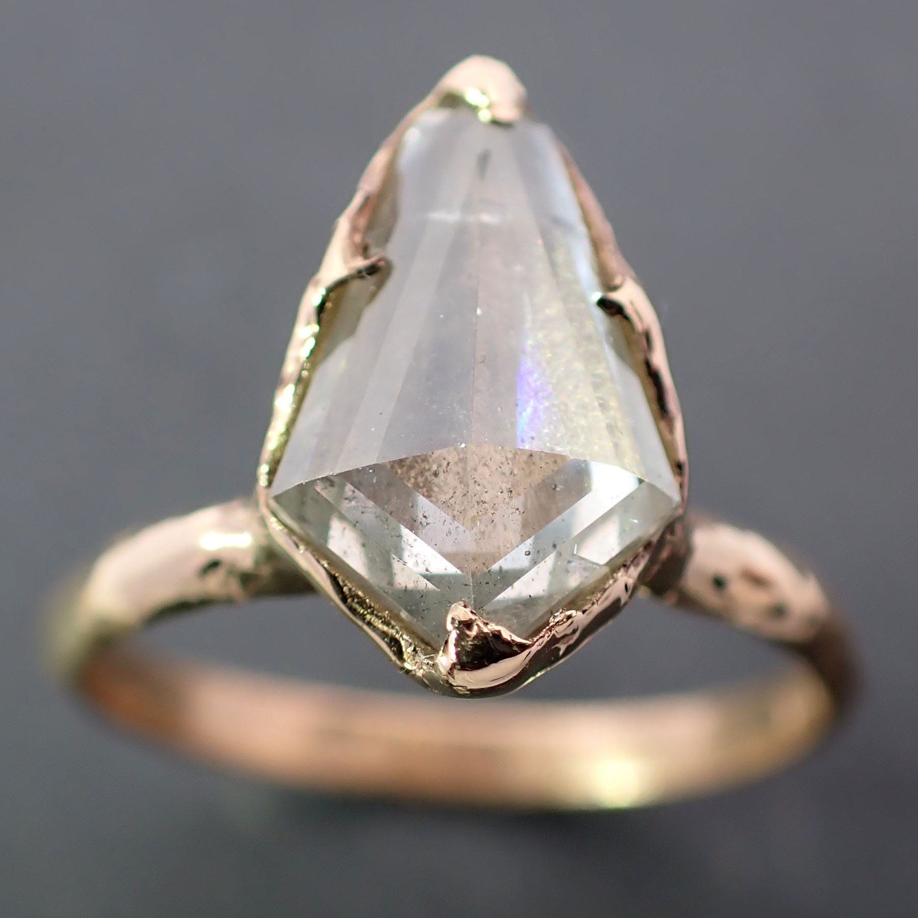 Fancy cut White Diamond Solitaire Engagement 18k yellow Gold Wedding Ring Diamond Ring byAngeline 3348