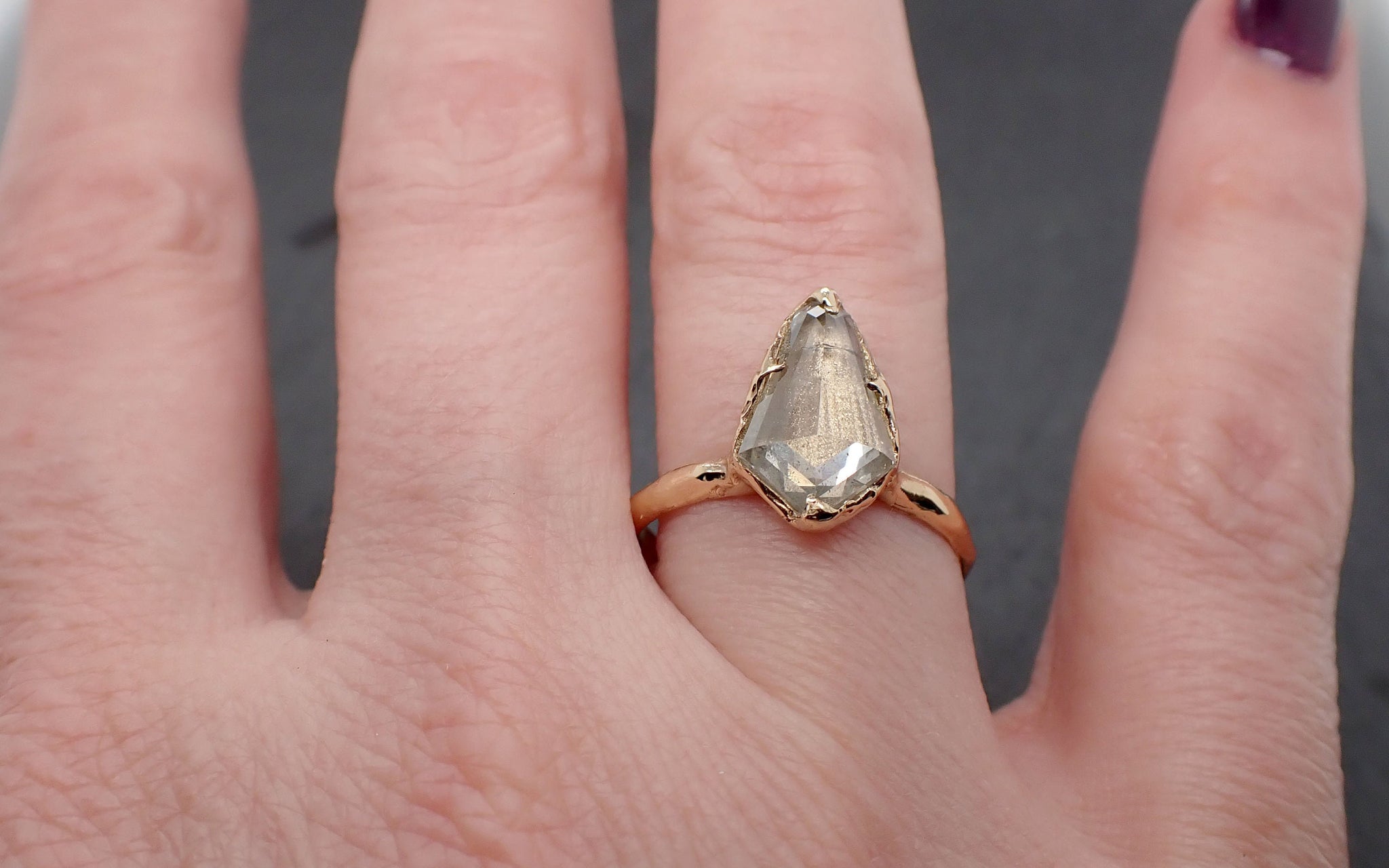 Fancy cut White Diamond Solitaire Engagement 18k yellow Gold Wedding Ring Diamond Ring byAngeline 3348