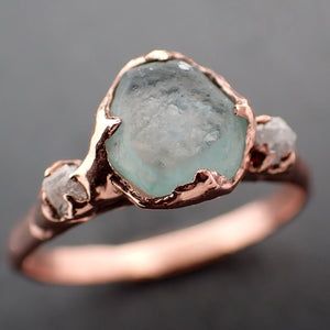 Raw blue Montana Sapphire Diamond Rose Gold Engagement Wedding Ring Custom One Of a Kind Gemstone Multi stone Ring 3332
