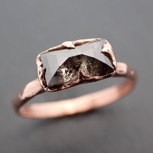 Faceted Fancy cut salt and pepper Diamond Solitaire Engagement 14k Rose Gold Wedding Ring byAngeline 3337