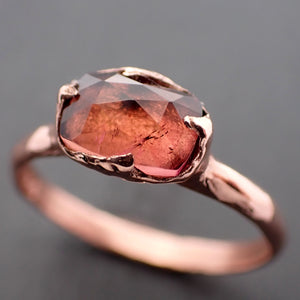 Fancy cut red Tourmaline Rose Gold Ring Gemstone Solitaire recycled 14k statement cocktail statement 3341