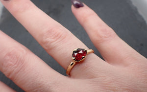 Fancy cut red Tourmaline Yellow Gold Ring Gemstone Solitaire recycled 18k statement cocktail statement 3363
