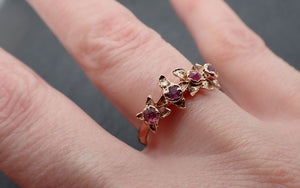Real Lilac Flower casting with faceted Rubies 14k Rose gold multi stone Enchanted Garden Floral Ring byAngeline 3344