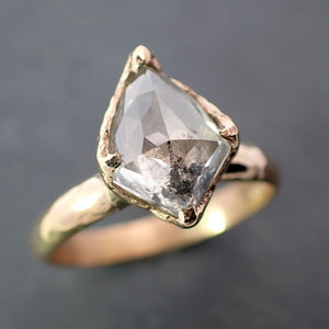 Fancy cut salt and pepper Diamond Solitaire Engagement 18k yellow Gold Wedding Ring Diamond Ring byAngeline 3347