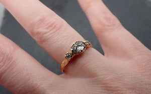 Fancy cut Salt and Pepper Diamond Engagement 18k Yellow Gold Multi stone Wedding Ring Stacking Rough Diamond Ring byAngeline 3373