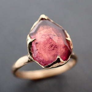 Fancy cut pink Tourmaline Gold Ring Gemstone Solitaire recycled 18k yellow gold statement cocktail statement 3367