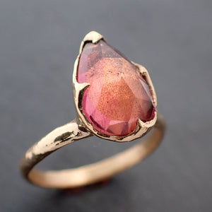 Fancy cut pink Tourmaline Gold Ring Gemstone Solitaire recycled 18k yellow gold statement cocktail statement 3368