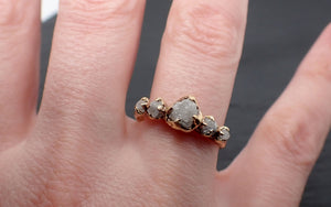 5 stone rough diamond yellow 18k gold Engagement Wedding Ring byAngeline 3390