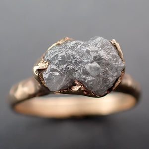 Raw gray Diamond Engagement Ring Rough Uncut Diamond Solitaire Recycled 14k yellow gold Conflict Free Diamond Wedding Promise 3379