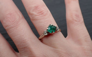 Partially Faceted Emerald Multi stone White 14k Gold Ring Birthstone One Of a Kind Gemstone Ring Recycled 3394