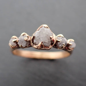 5 stone rough diamond yellow 18k gold Engagement Wedding Ring byAngeline 3390