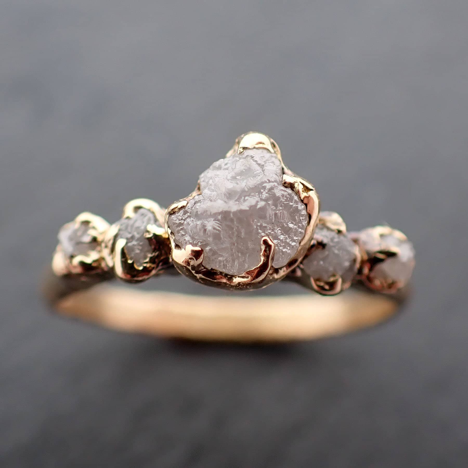 Rose Gold Ring Rough Gold Diamond Yin Rose Gold Raw Diamond Band
