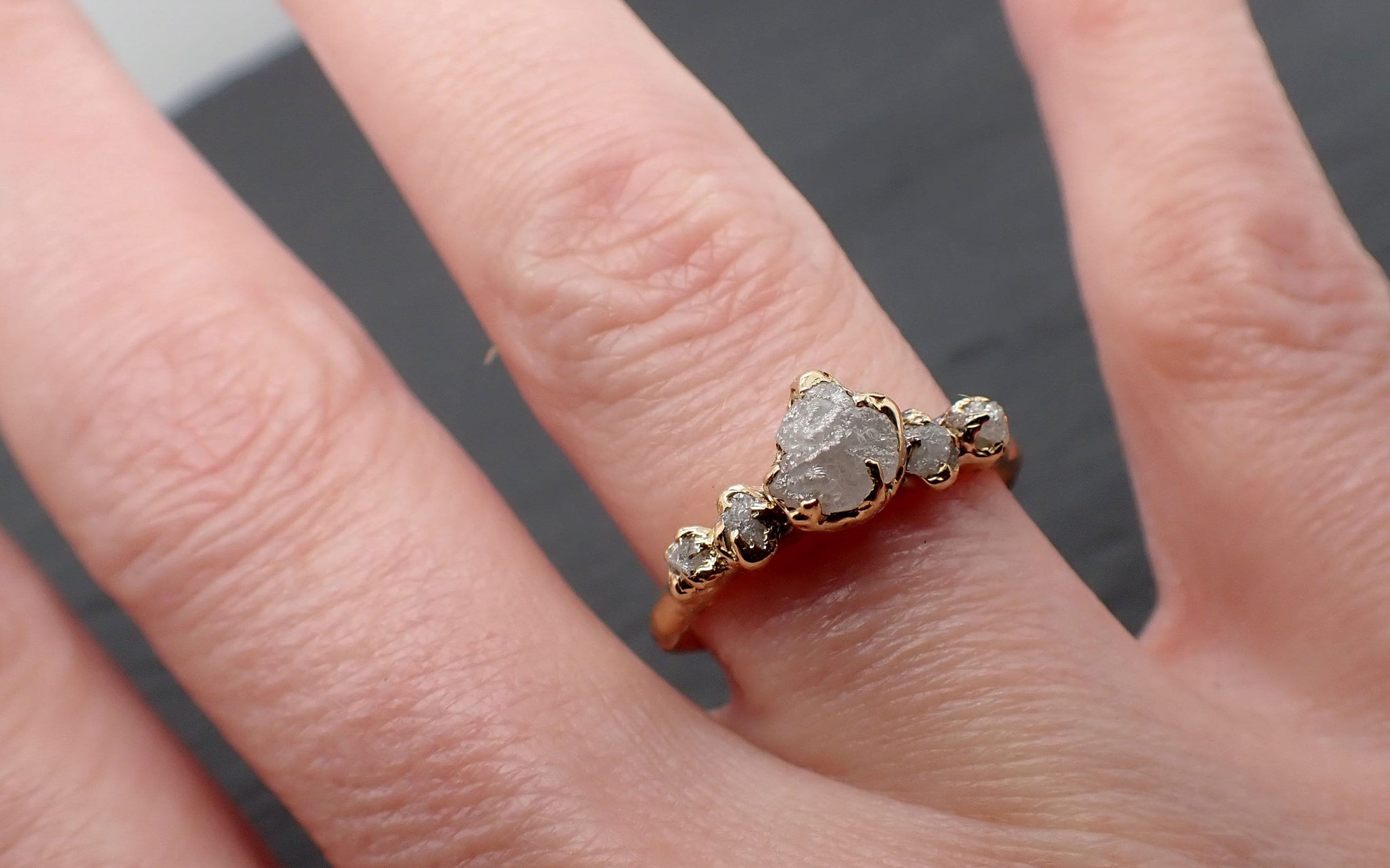 Raw Diamond 18k Yellow gold Engagement Ring Rough Gold Wedding Ring diamond Wedding Ring Rough Diamond Ring byAngeline 3409
