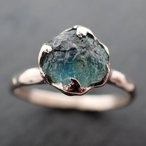 Raw Sapphire Montana sapphire 14k White Gold Engagement Ring Blue Wedding Ring Custom Gemstone Ring Solitaire Ring byAngeline 3413