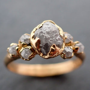 Raw Diamond 18k Yellow gold Engagement Ring Rough Gold Wedding Ring diamond Wedding Ring Rough Diamond Ring byAngeline 3408