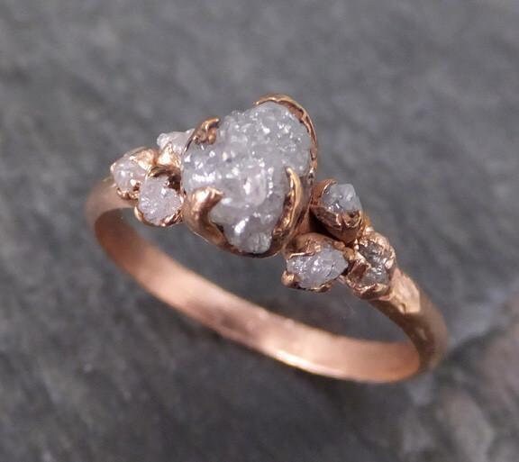 Rose gold raw diamond ring Clearance