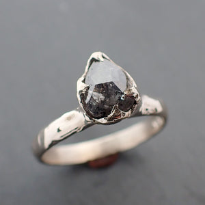 Fancy cut salt and pepper Diamond Solitaire Engagement 14k White Gold Wedding Ring byAngeline 3422