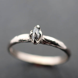 Fancy cut salt and pepper Diamond Solitaire Engagement 14k White Gold Wedding Ring 3435
