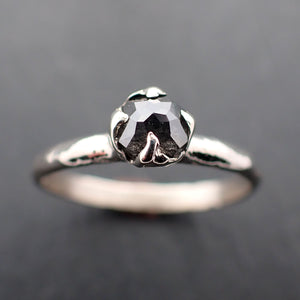 Fancy cut salt and pepper Diamond Solitaire Engagement 14k White Gold Wedding Ring 3434
