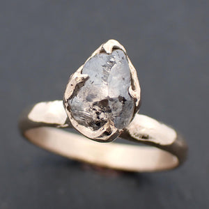 Raw salt and pepper Diamond Solitaire Engagement Ring 18k White Gold Rough Diamond ring byAngeline 3449