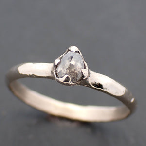 Fancy cut salt and pepper Diamond Solitaire Engagement Ring 14k White Gold Rough Diamond ring byAngeline 3450