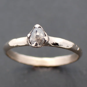 Fancy cut salt and pepper Diamond Solitaire Engagement Ring 14k White Gold Rough Diamond ring byAngeline 3450