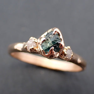 Tumbled Garnet and Rough Diamond 18K Yellow Gold Engagement Ring Multi Stone Wedding Ring Gemstone Ring 3014 Alternative Engagement