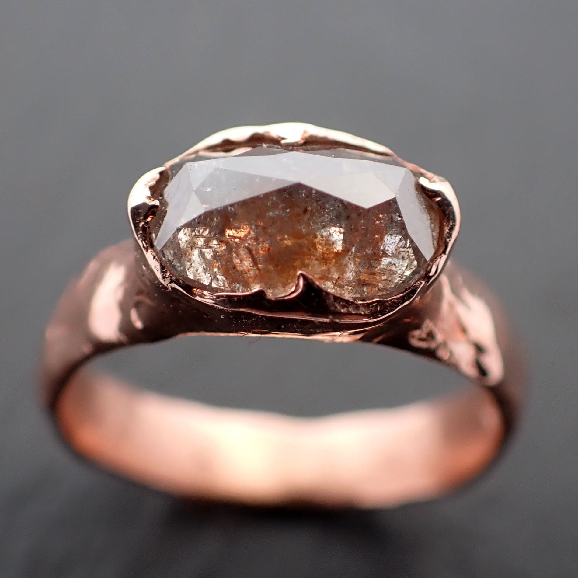 Fancy cut Coral Solitaire Diamond Engagement 14k Rose Gold Wedding Ring byAngeline 3467