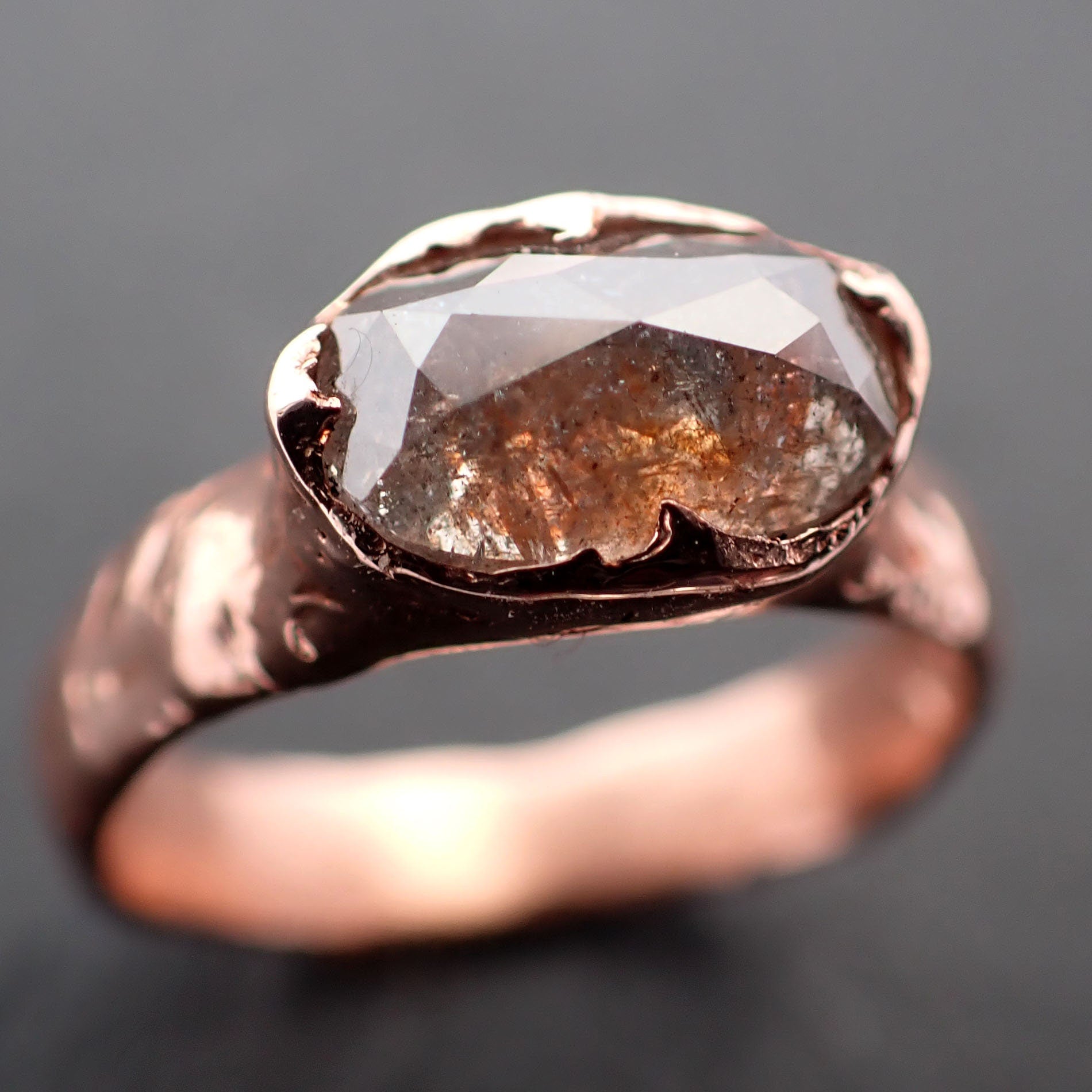 Fancy cut Coral Solitaire Diamond Engagement 14k Rose Gold Wedding Ring byAngeline 3467