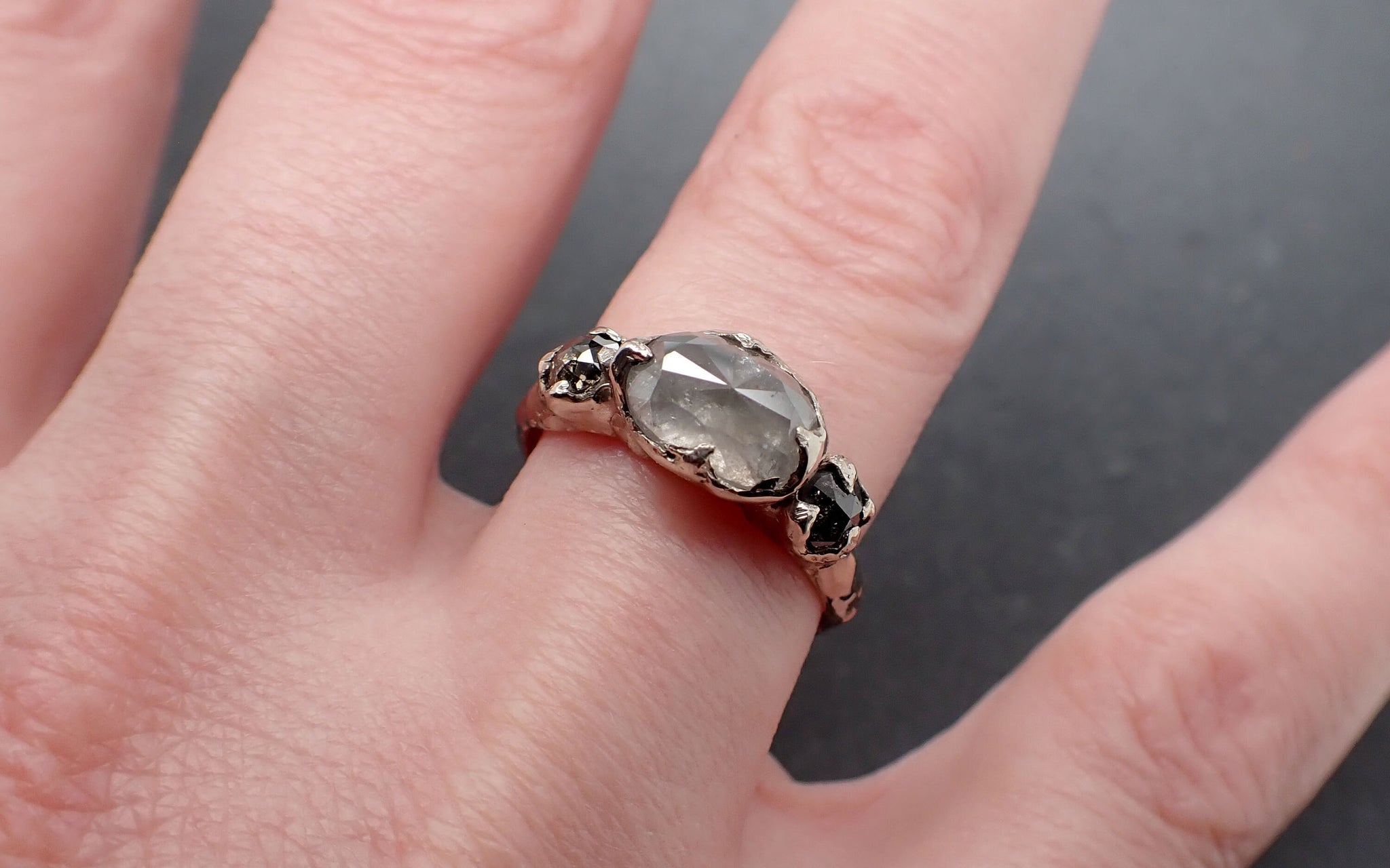 Fancy cut White Diamond Multi stone Engagement White 14k Gold Wedding Ring 3464