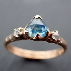 Fancy cut Montana blue Sapphire Rose gold Multi stone Ring Gold Gemstone Engagement Ring 3478