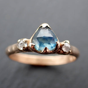 Fancy cut Montana blue Sapphire Yellow 14k gold Multi stone Ring Gold Gemstone Engagement Ring C3478