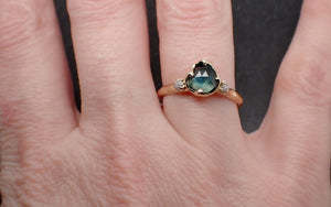 Fancy cut blue Montana Sapphire and diamonds 14k Rose Gold Engagement Wedding Ring Custom Gemstone Ring Multi stone Ring 2479