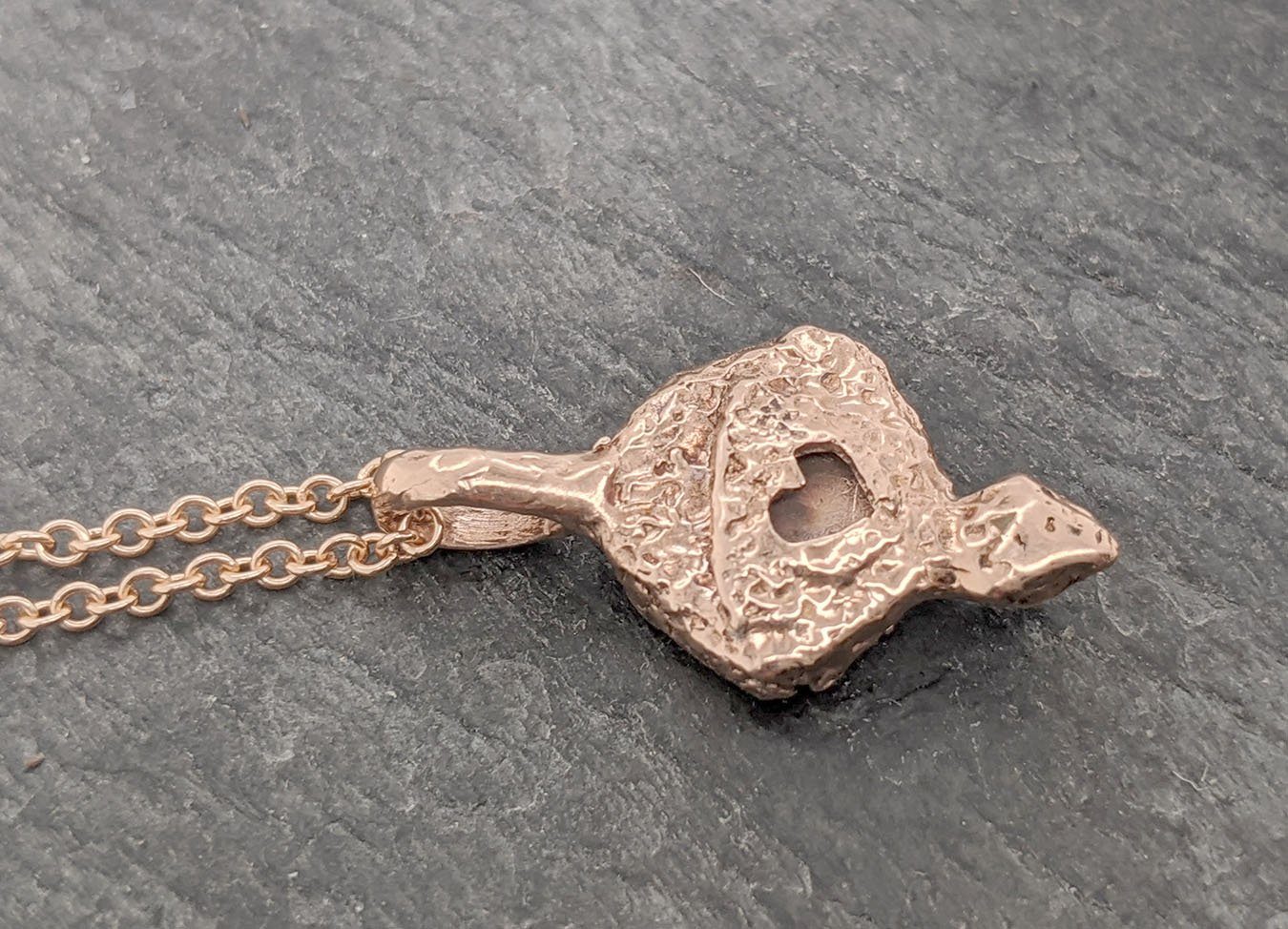 Partially Faceted pink Sapphire and rough diamond 14k Rose gold Pendant Necklace gemstone Jewelry byAngeline 2089