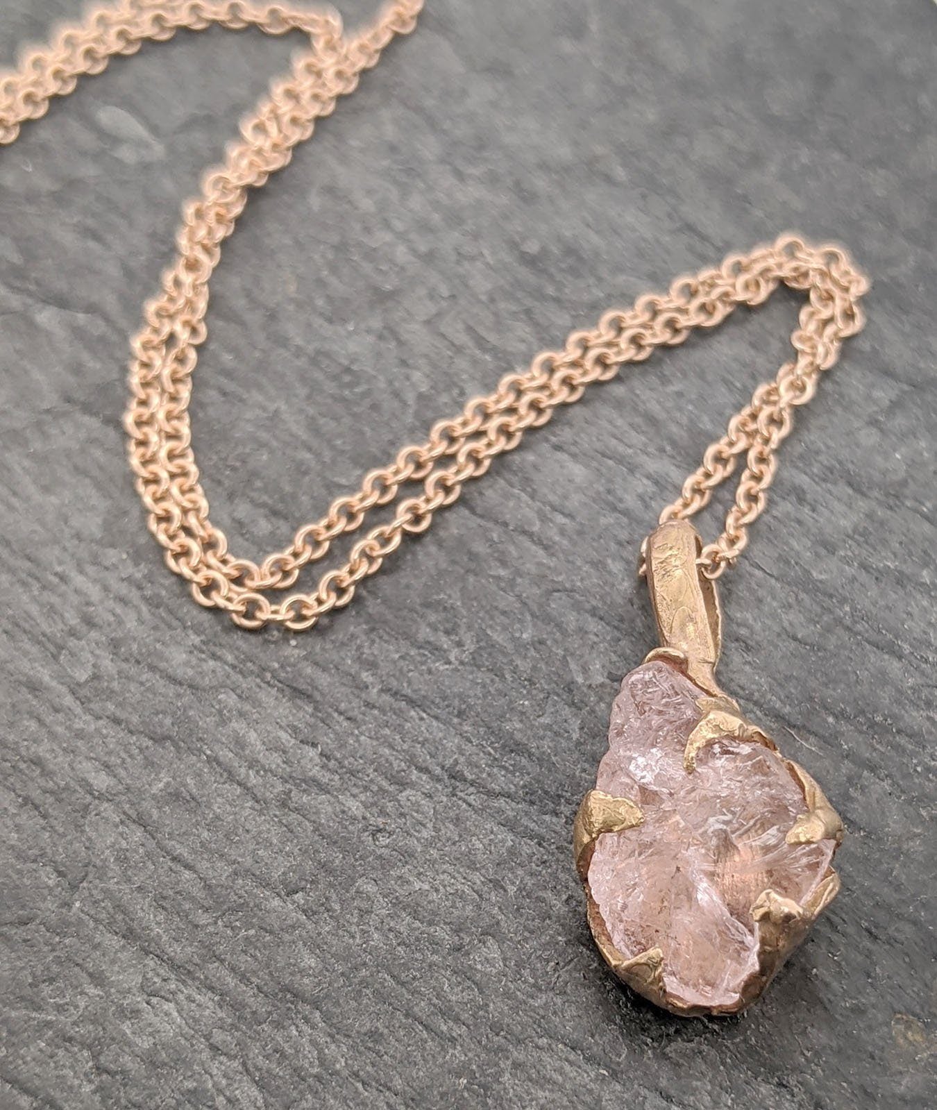 raw morganite 14k gold pendant pink gemstone necklace gemstone jewelry byangeline 2087 Alternative Engagement