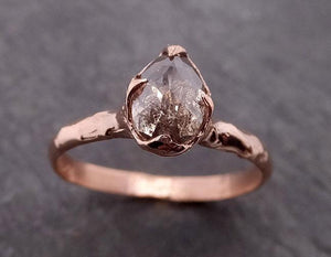 faceted fancy cut salt and pepper diamond solitaire engagement 14k rose gold wedding ring byangeline 1937 Alternative Engagement